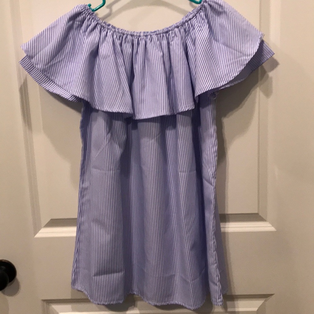 Handmade blue stripe off-shoulder top